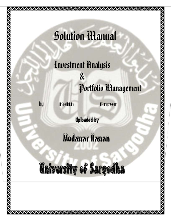 Pdf Solution Manual Investment Analysis Portfolio Management Fahim Idris Academia Edu