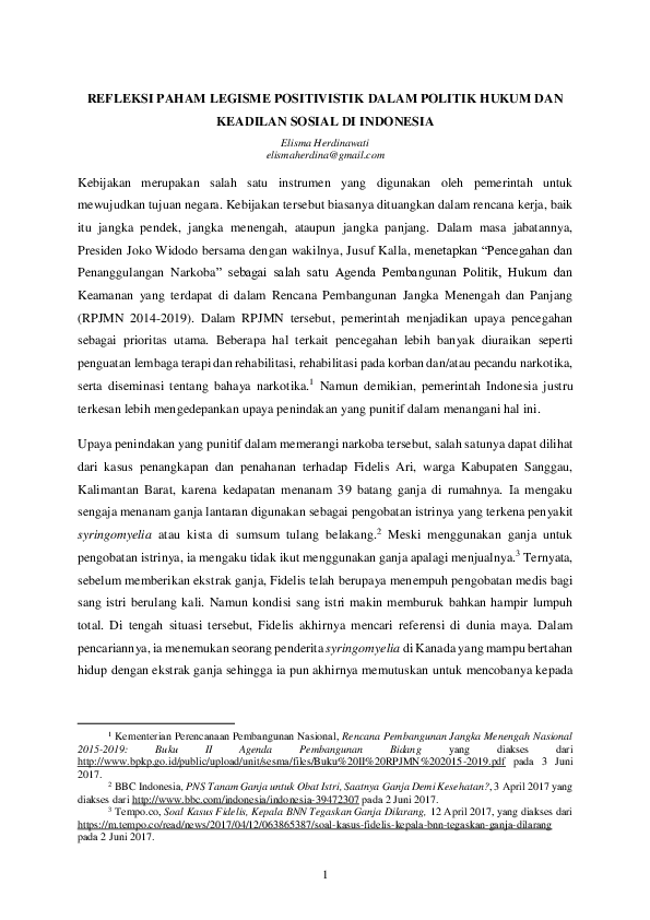 (PDF) Refleksi Paham Legisme Positivistik dalam Politik Hukum dan