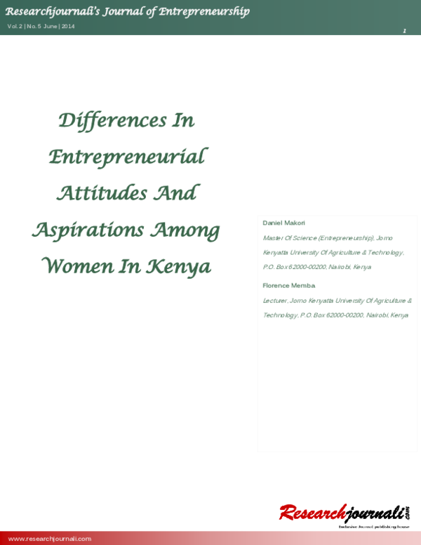 (PDF) Differences In Entrepreneurial Attitudes And Aspirations Among ...