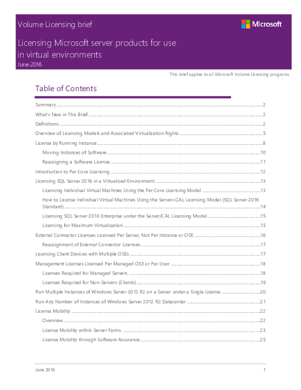 (PDF) MicrosoftServerVirtualization LicenseMobility VLBrief