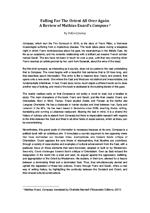 (DOC) Falling For The Orient All Over Again A Review of Mathias Enard
