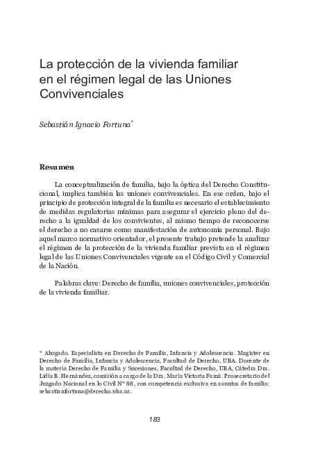 (PDF) La protección de la vivienda familiar en el régimen legal de las ...