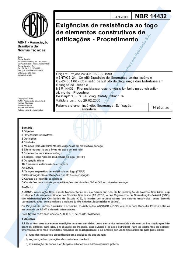(PDF) NBR 14432 Exigências de resistência ao fogo de elementos ...