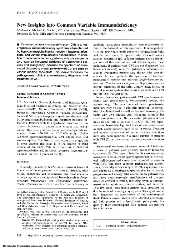 (PDF) New Insights into Common Variable Immunodeficiency Clinical ...