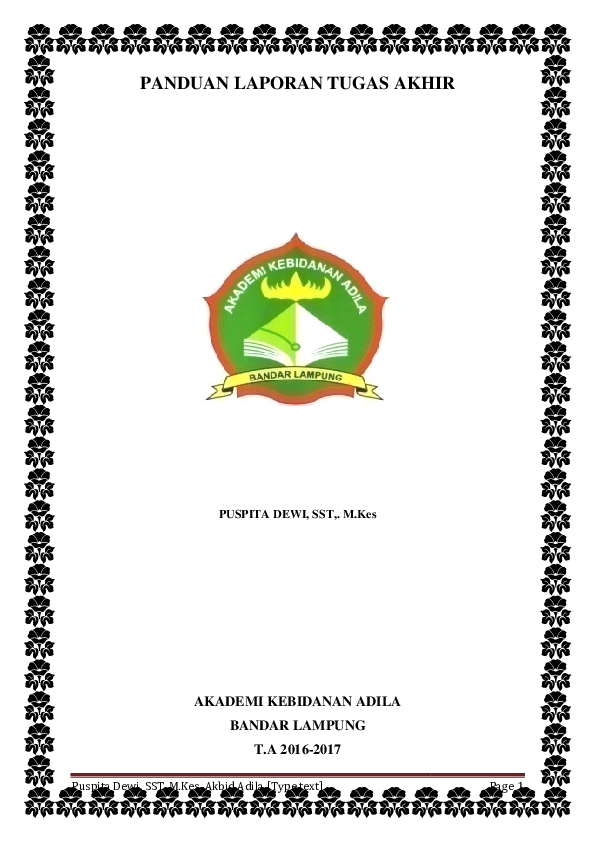 (PDF) PANDUAN LAPORAN TUGAS AKHIR AKADEMI KEBIDANAN ADILA