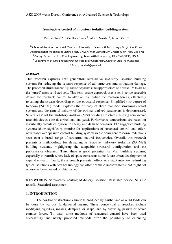 (PDF) Semiactive control of midstory isolation building system