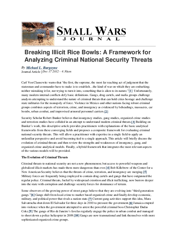 (PDF) Breaking Illicit Rice Bowls A Framework for Analyzing Criminal National Security Threats