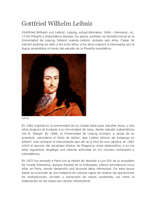 (DOC) Gottfried Wilhelm Leibniz Erick Velásquez Academia.edu