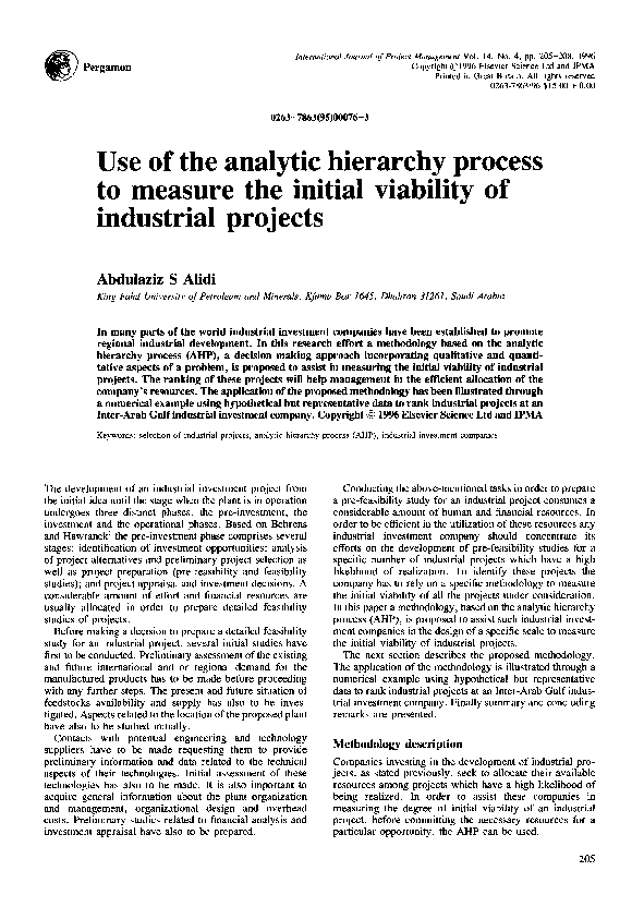 (PDF) Use of the analytic hierarchy process to measure the initial ...