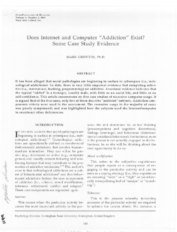 (PDF) Does and Computer" Addiction" Exist? Some Case Study
