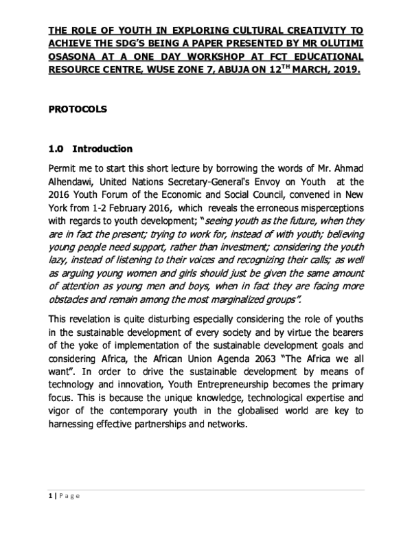 (PDF) THE ROLE OF YOUTH IN EXPLORING CULTURAL CREATIVITY TO ACHIEVE THE ...