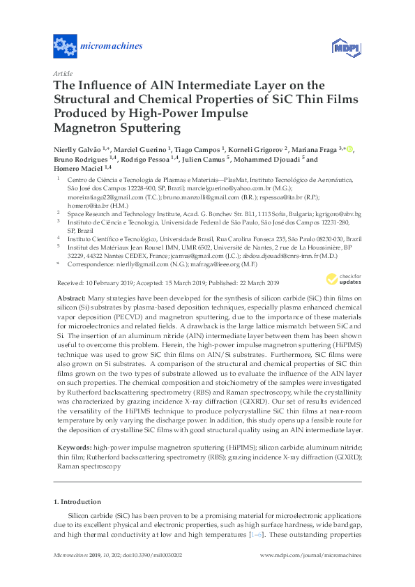 (PDF) The Influence of AlN Intermediate Layer on the Structural and ...
