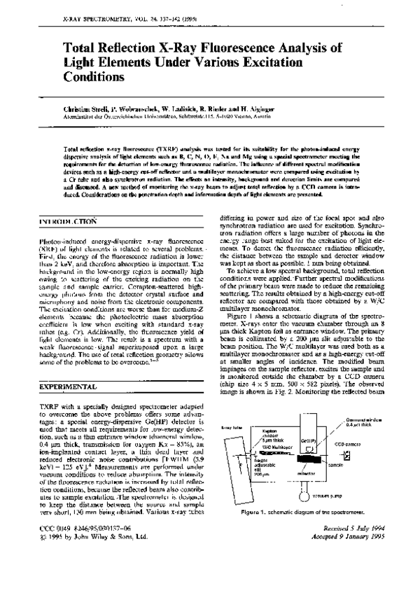 (PDF) Totalreflection Xray fluorescence analysis of geological