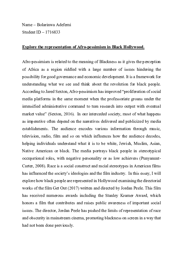 Doc Afro Pessimism In Black Hollywood