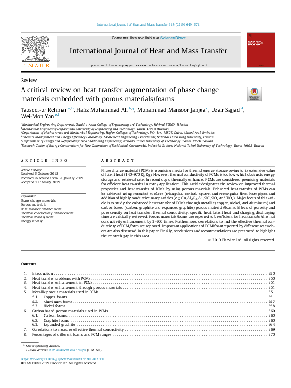 (PDF) A critical review on heat transfer augmentation of phase change ...