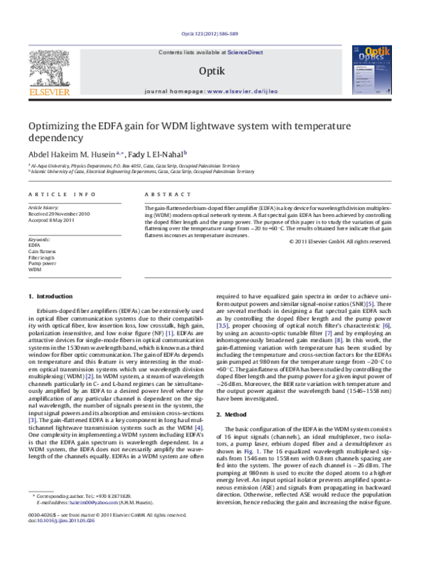 (PDF) Optimizing the EDFA gain for WDM lightwave system with ...