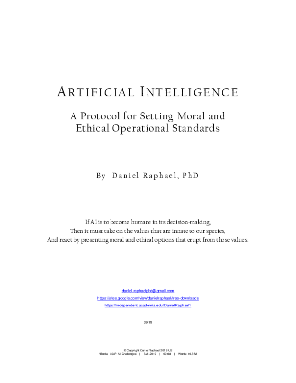 (PDF) ARTIFICIAL INTELLIGENCE, A Protocol for Setting Moral and Ethical ...