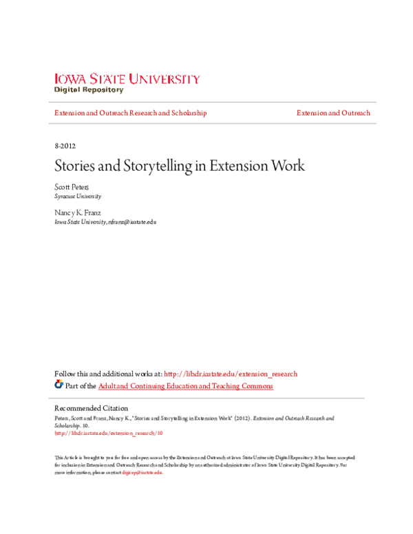 (PDF) Stories and Storytelling in Extension Work
