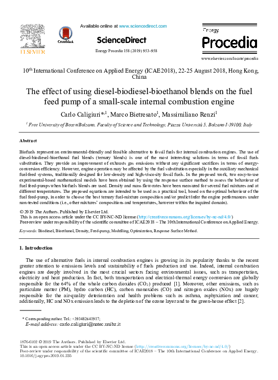 (PDF) The effect of using diesel-biodiesel-bioethanol blends on the ...