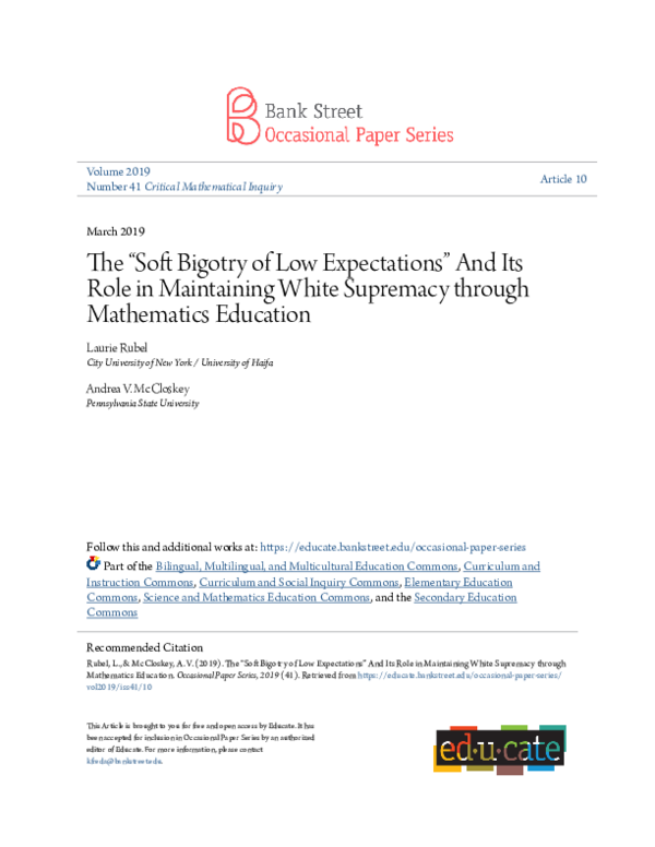 (PDF) The “Soft Bigotry of Low Expectations” And Its Role in ...