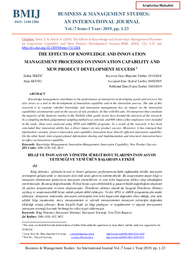 (PDF) The Effects of Knowledge and Innovation Management Processes on ...