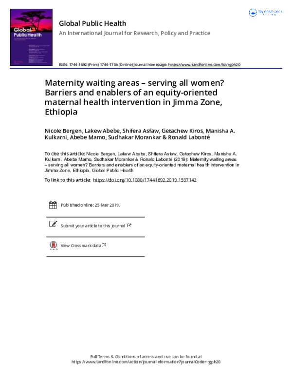 (PDF) Maternity waiting areas serving all women? Barriers and