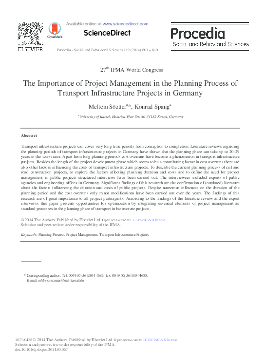 (PDF) ScienceDirect The Importance of Project Management in the ...