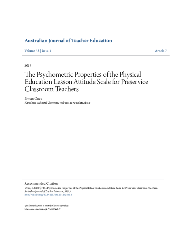 (PDF) The Psychometric Properties of the Physical Education Lesson ...