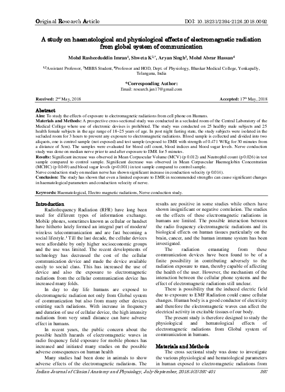 (PDF) A study on haematological and physiological effects of ...