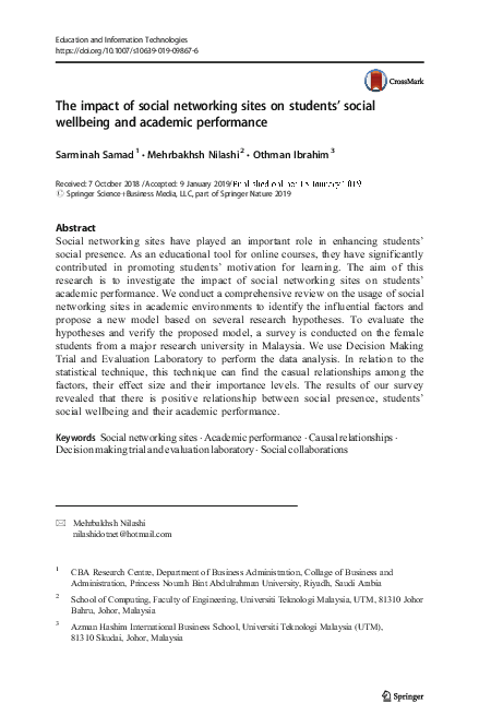 (PDF) The impact of social networking sites on students' social ...