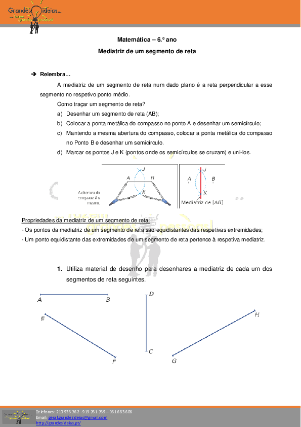 (PDF) Matemática -6.º ano Mediatriz de um segmento de reta Relembra