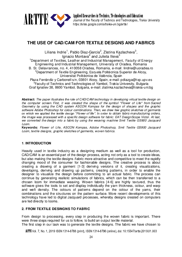 (PDF) THE USE OF CAD/CAM FOR TEXTILE DESIGNS AND FABRICS