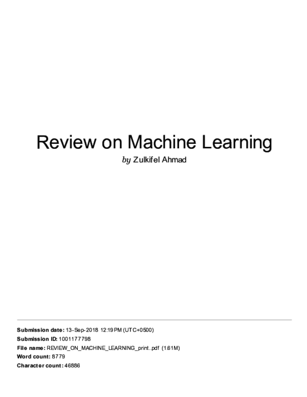 (PDF) Review on Machine Learning