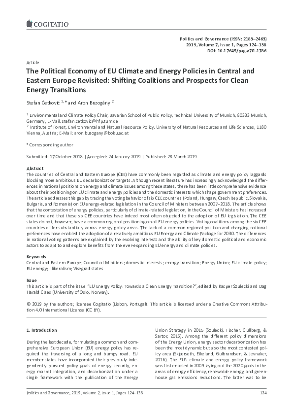 (PDF) The Political Economy of EU Climate and Energy Policies in ...