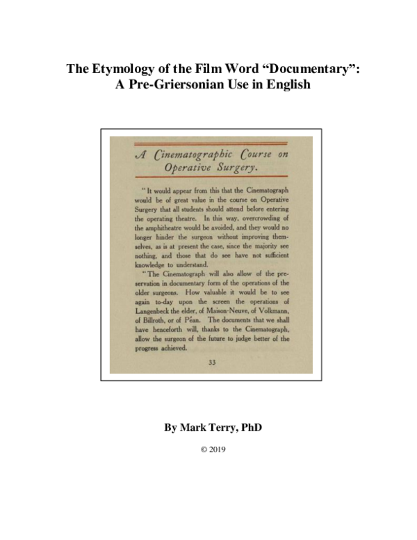 (PDF) The Etymology of the Film Word 
