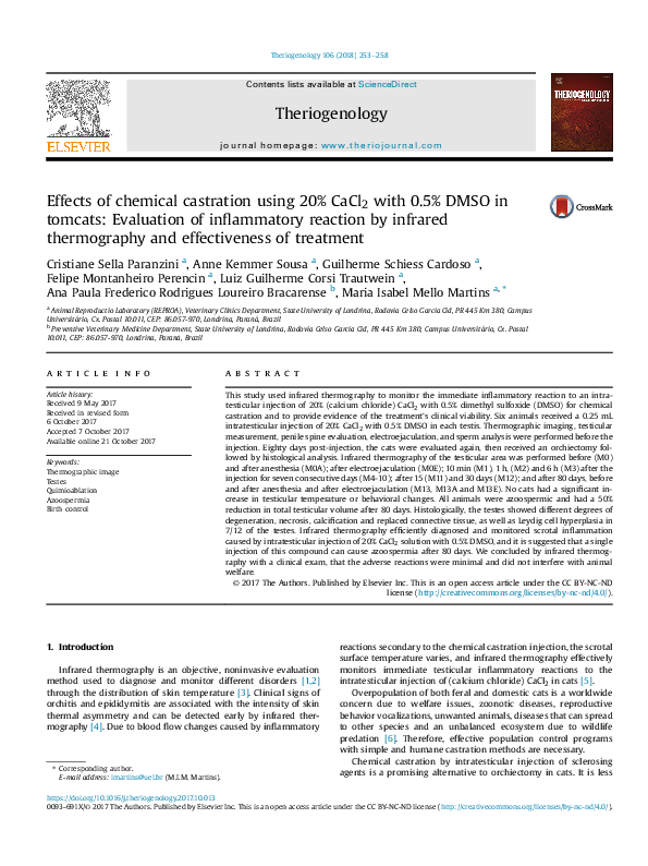 (PDF) Effects of chemical castration using 20 CaCl 2 with 0.5 DMSO in tomcats Evaluation of