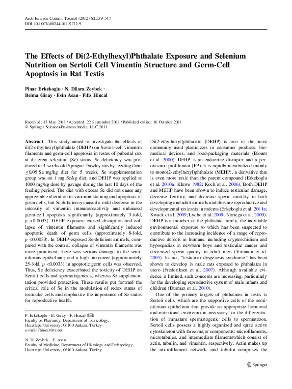 (PDF) The Effects of Di(2-Ethylhexyl)Phthalate Exposure and Selenium ...