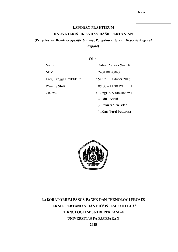 Pdf Pengukuran Densitas Spesific Gravity Pengukuran Sudut Geser Angle Of Repose Zulian Adryan Academia Edu