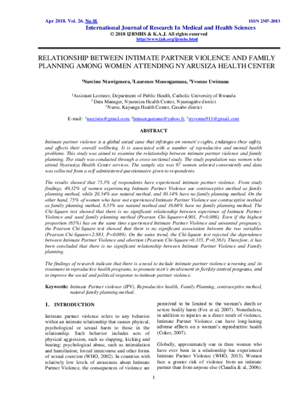 (PDF) RELATIONSHIP BETWEEN INTIMATE PARTNER VIOLENCE AND FAMILY ...