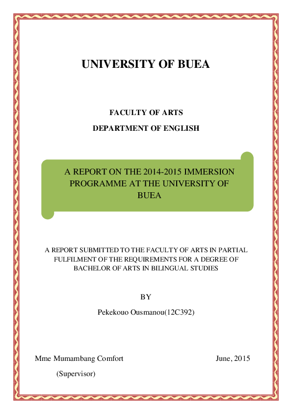 (PDF) UNIVERSITY OF BUEA ousmane awel Academia.edu