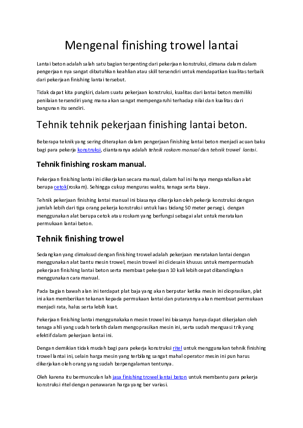 (PDF) Mengenal finishing trowel lantai Muhammad Yamin Academia.edu