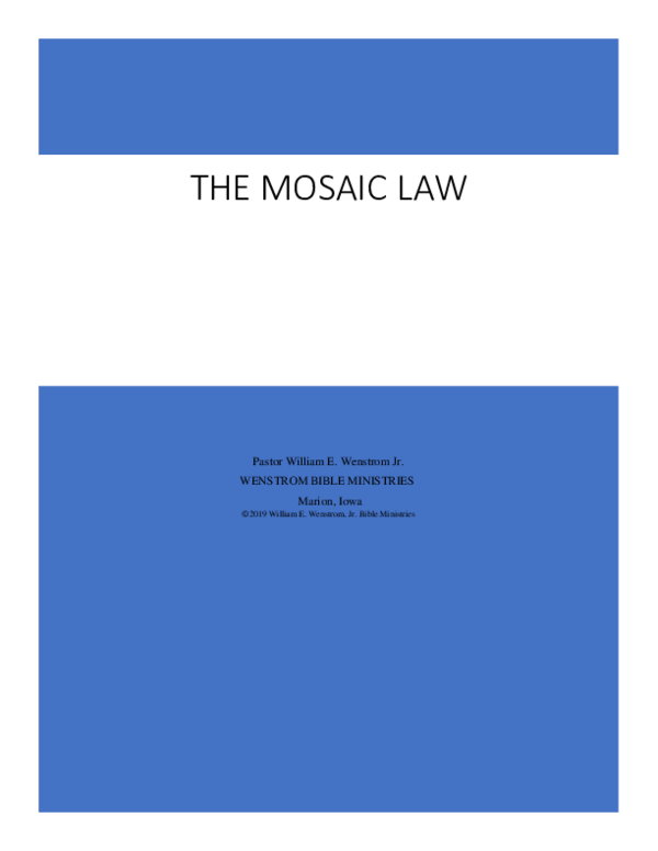 (PDF) The Mosaic Law Bill Wenstrom Academia.edu