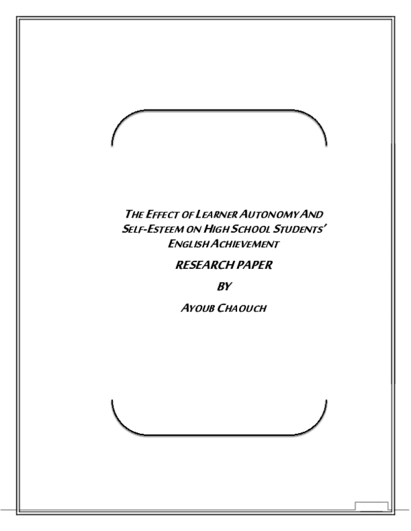 (PDF) THE EFFECT OF LEARNER AUTONOMY AND SELF-ESTEEM ON HIGH SCHOOL ...