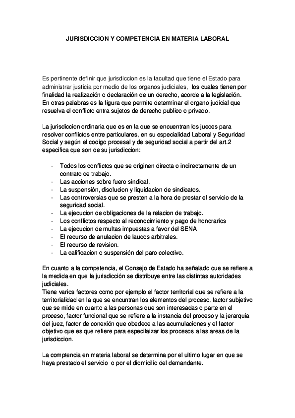 (DOC) JURISDICCION Y COMPETENCIA EN MATERIA LABORAL