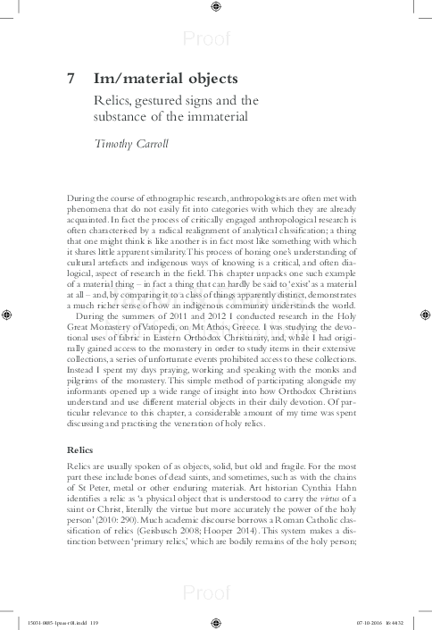 (PDF) Im/material objects: Relics, gestured signs and the substance of ...