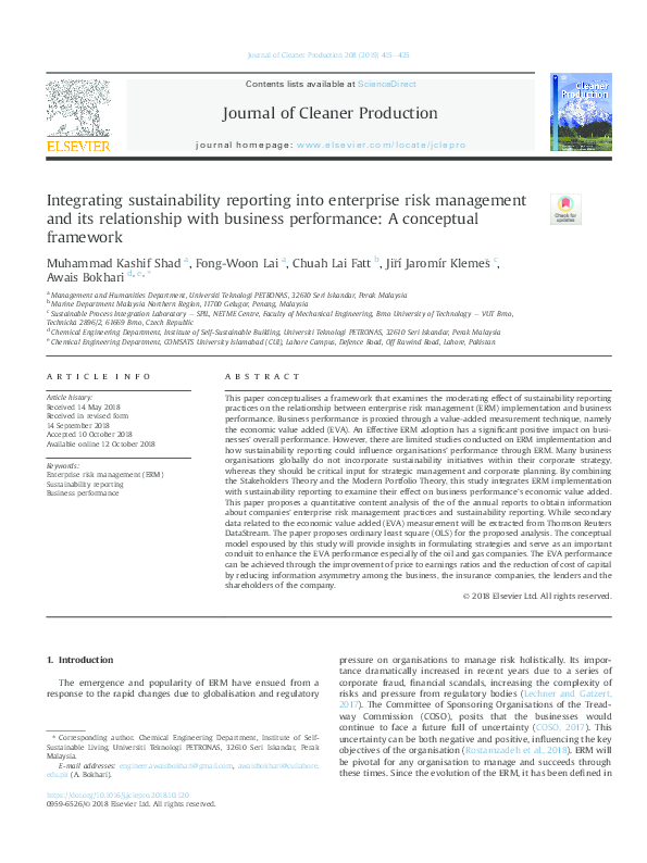 (PDF) Integrating sustainability reporting into enterprise risk ...