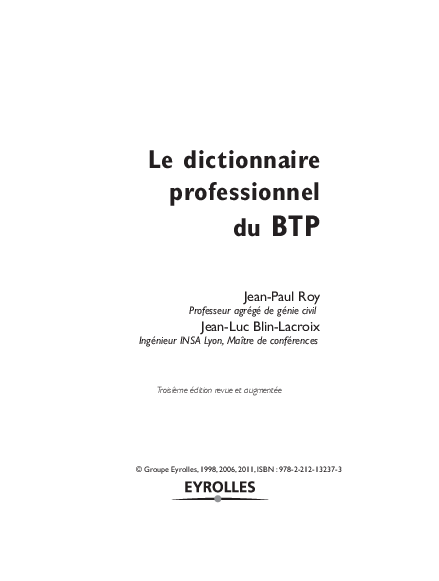 (PDF) Le dictionnaire professionnel du BTP