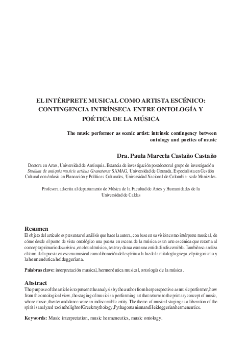 (PDF) El intérprete musical como artista escénico: contingencia ...