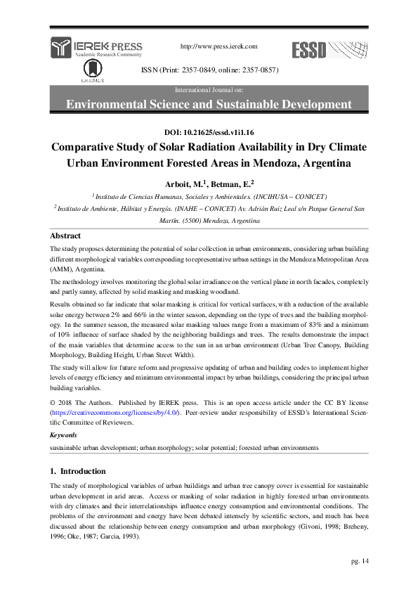 (PDF) Comparative Study of Solar Radiation Availability in Dry Climate ...