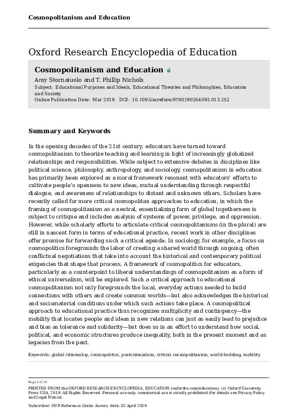 Cosmopolitanism in Practice (Global Connections)